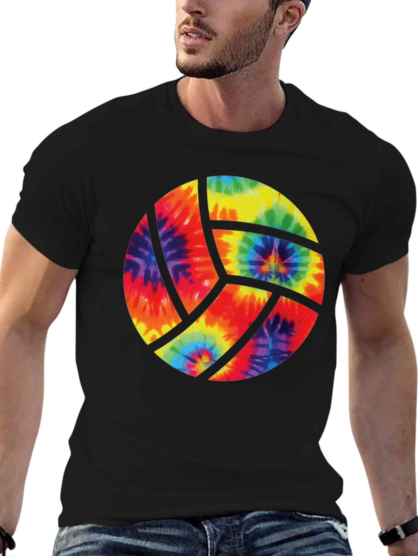 Tie Dye Volleyball Graphic Tee - Black