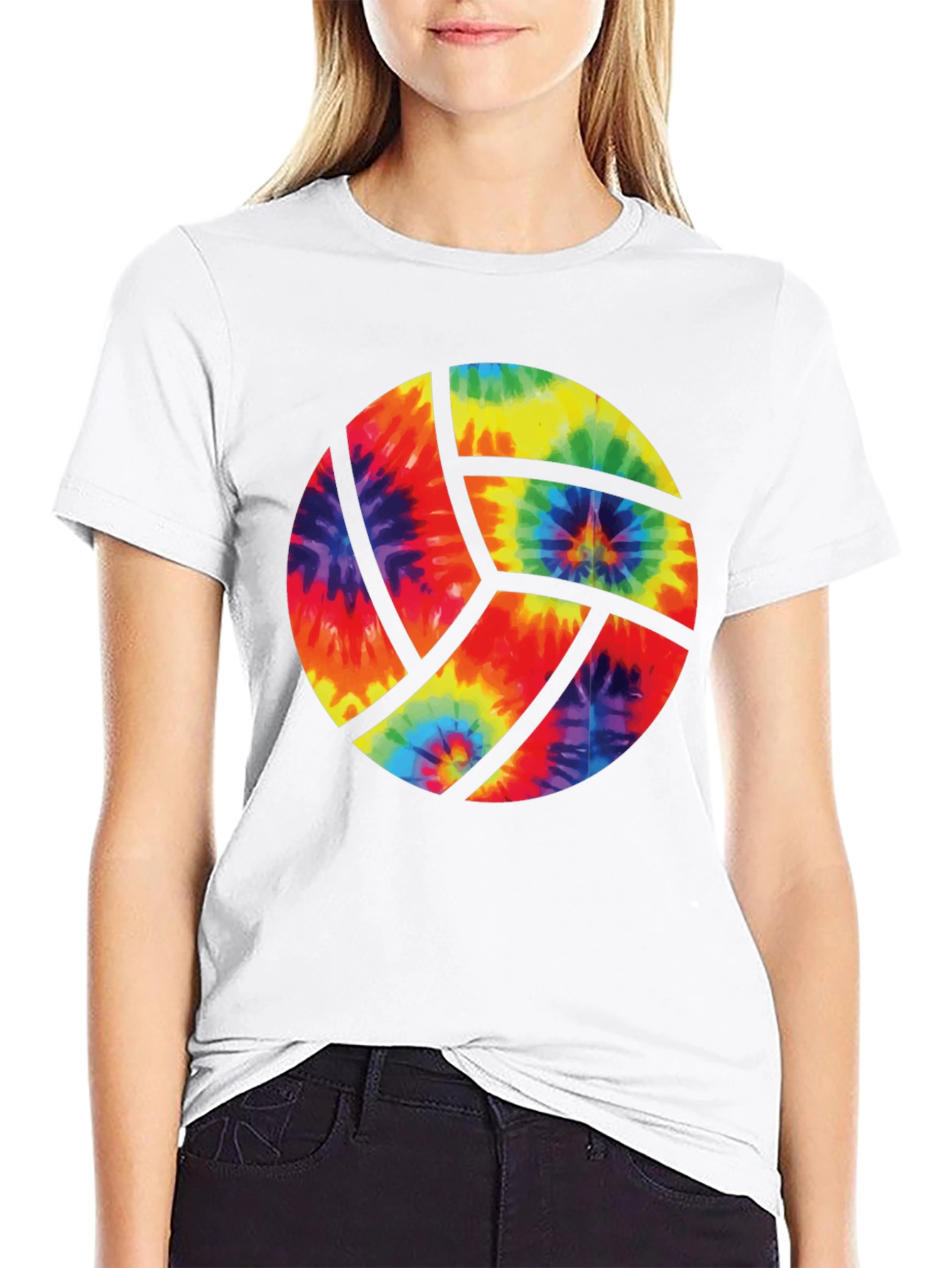 Tie Dye Volleyball Graphic Tee - Black