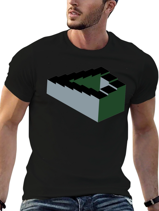 Impossible Staircase Graphic T-Shirt - Optical Illusion Tee