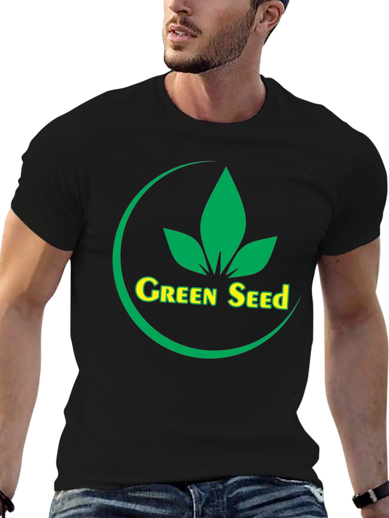 Green Seed Logo Black T-Shirt