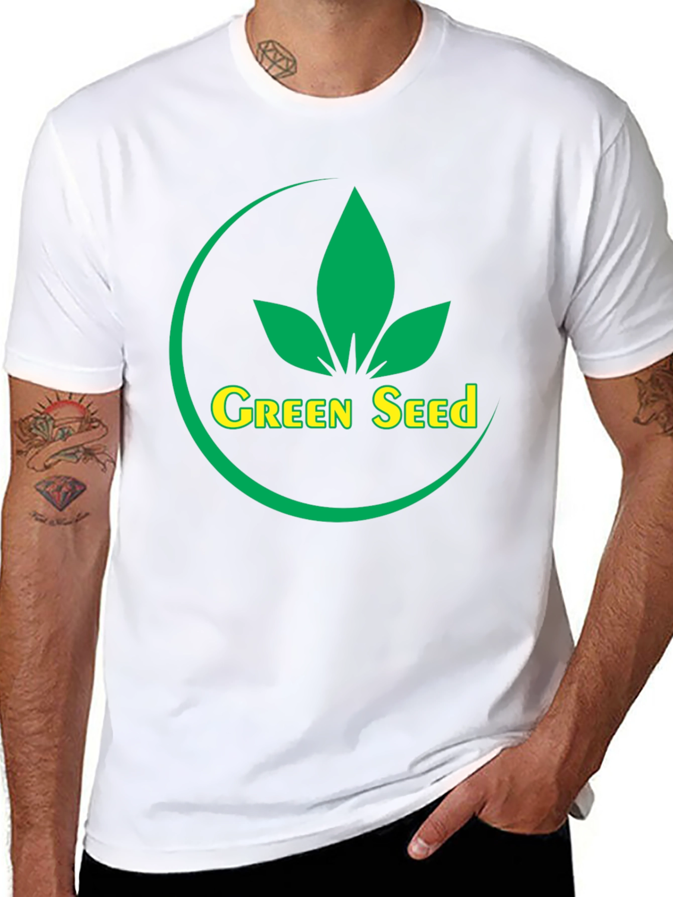 Green Seed Logo Black T-Shirt