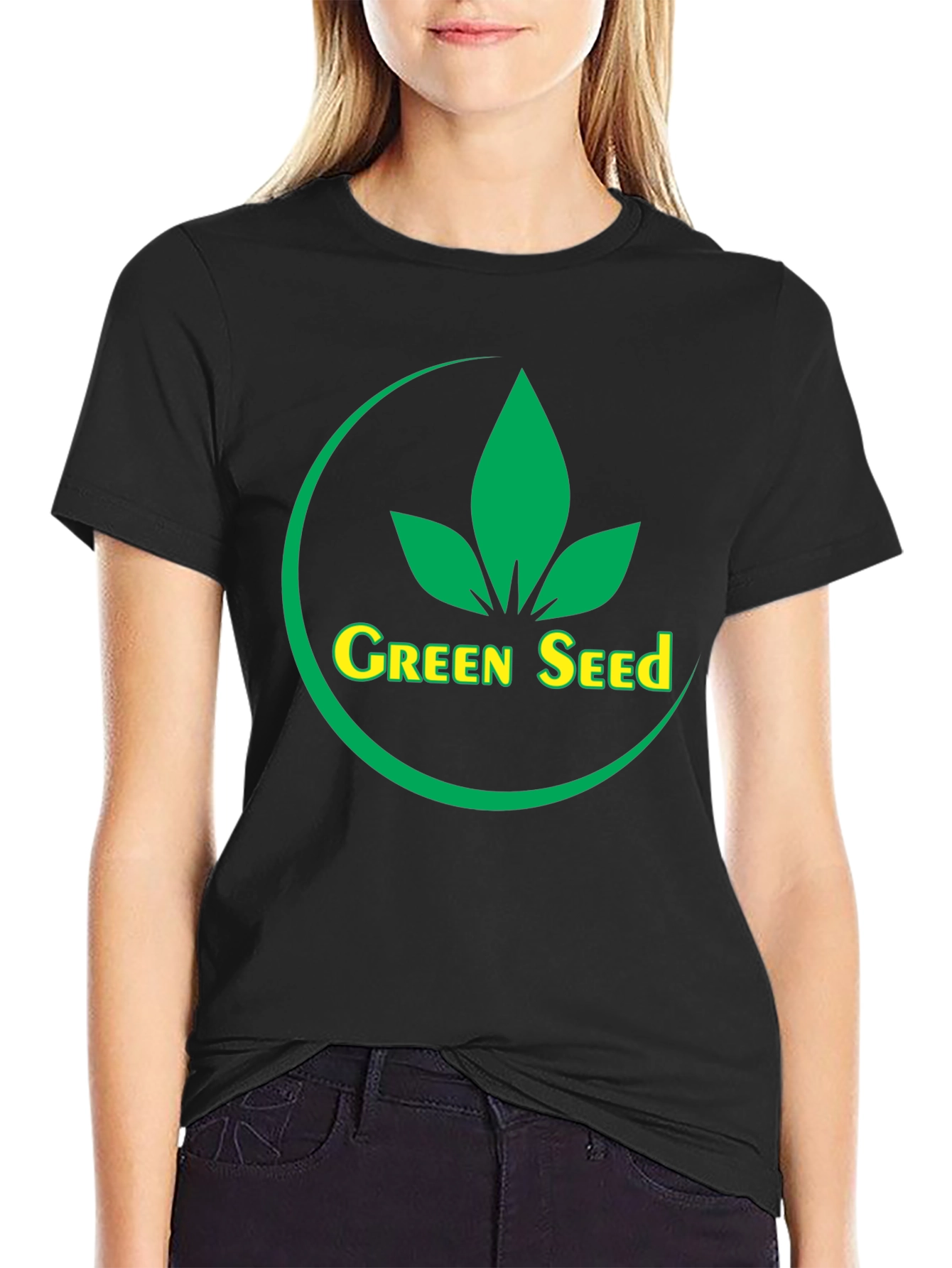 Green Seed Logo Black T-Shirt
