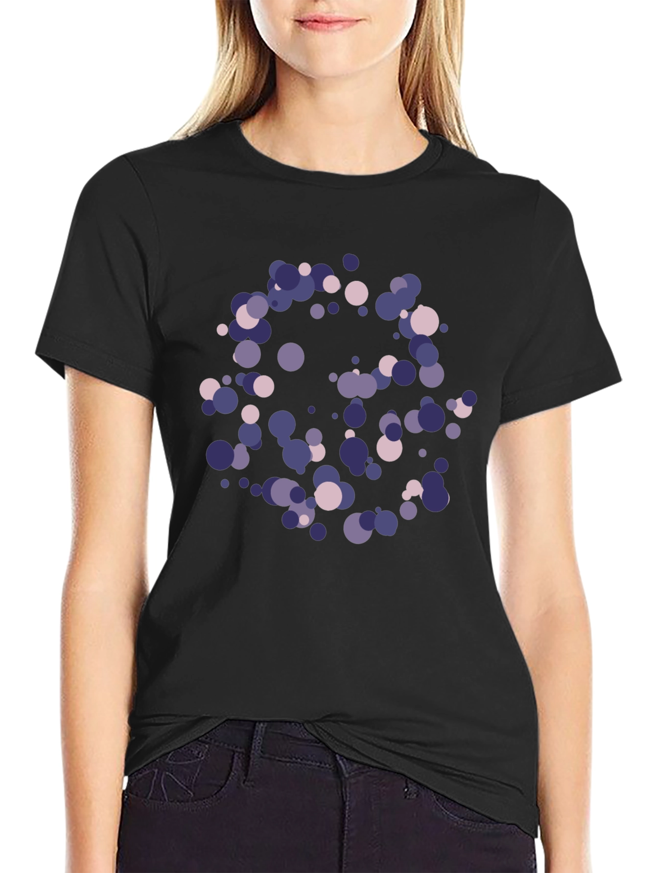 Abstract Polka Dot T-Shirt - Stylish Black Tee