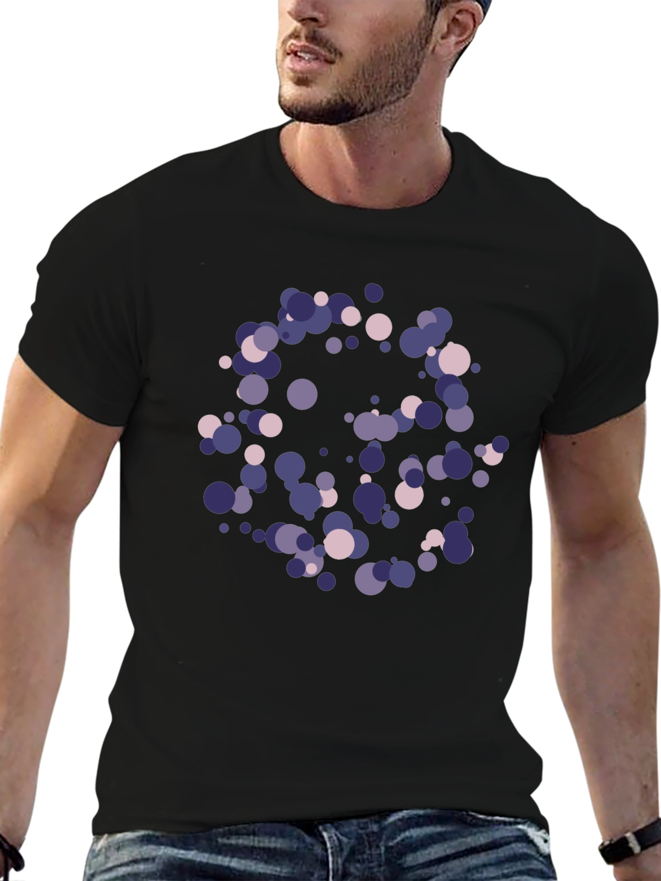 Abstract Polka Dot T-Shirt - Stylish Black Tee