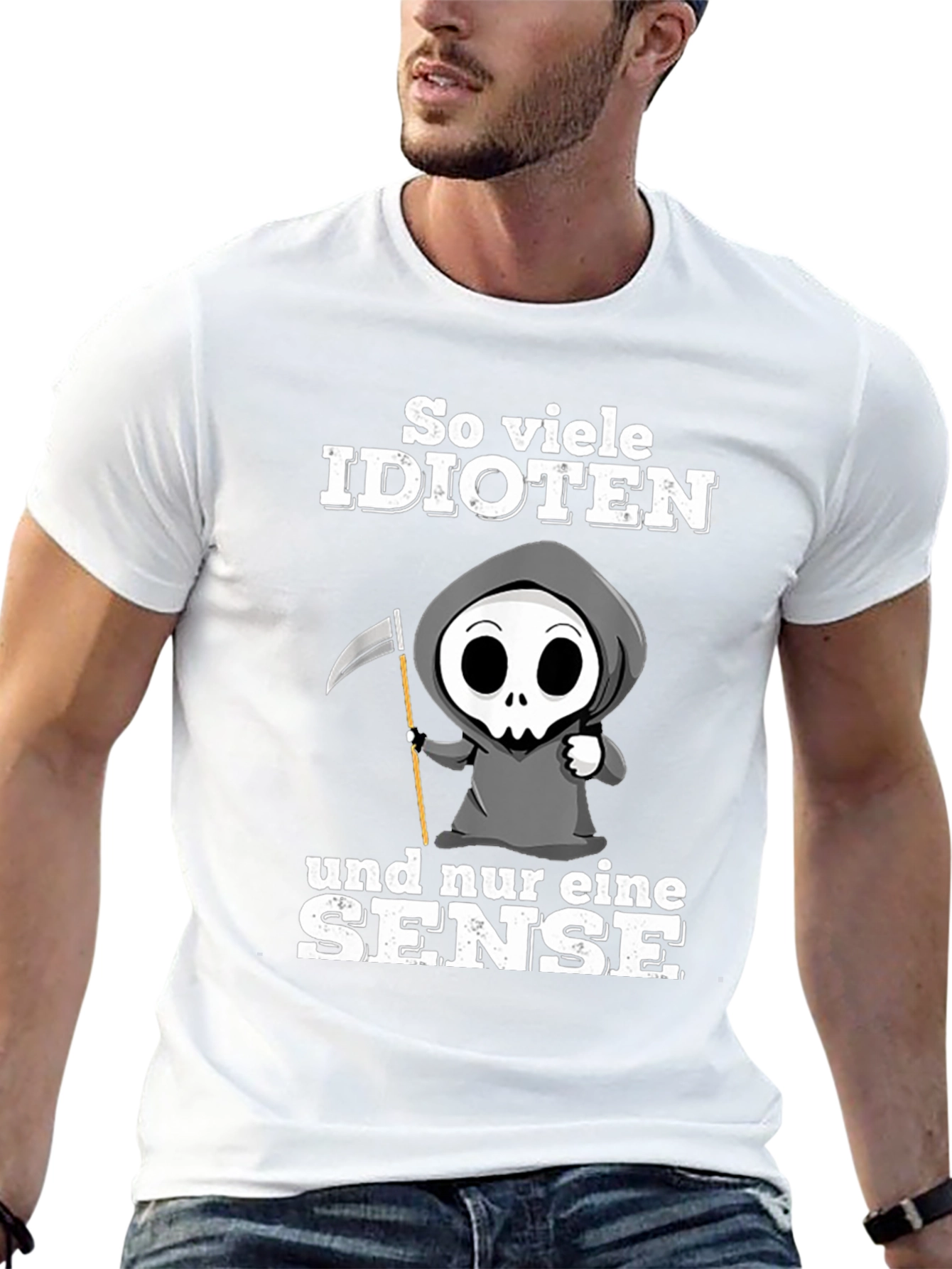 Grim Reaper T-Shirt - Too Many Idiots!