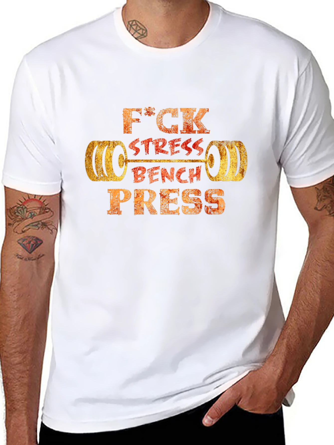 F*ck Stress Bench Press Black T-Shirt