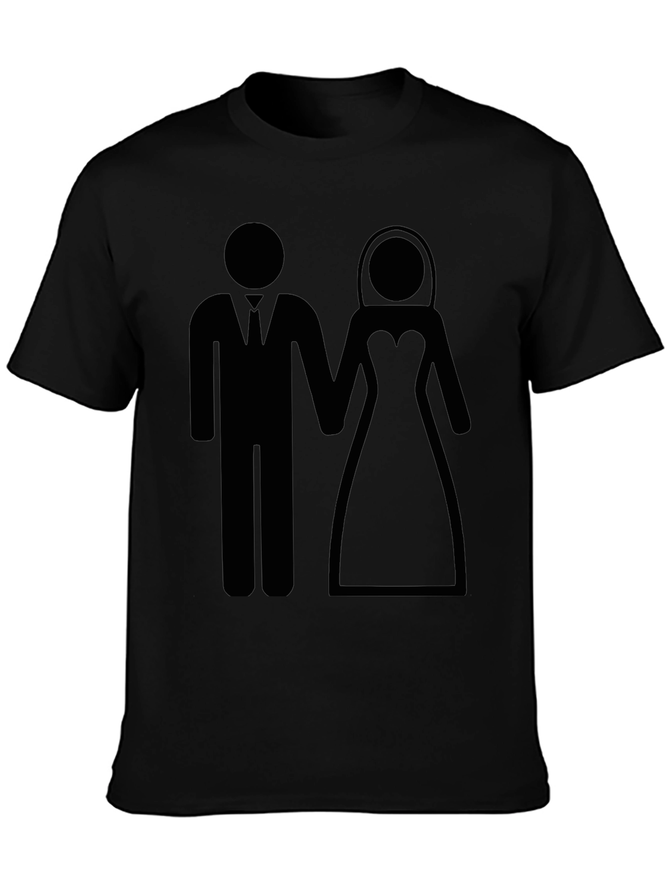 Black Wedding Icon T-Shirt - Bride and Groom