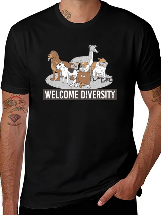 Welcome Diversity Dog Graphic T-Shirt