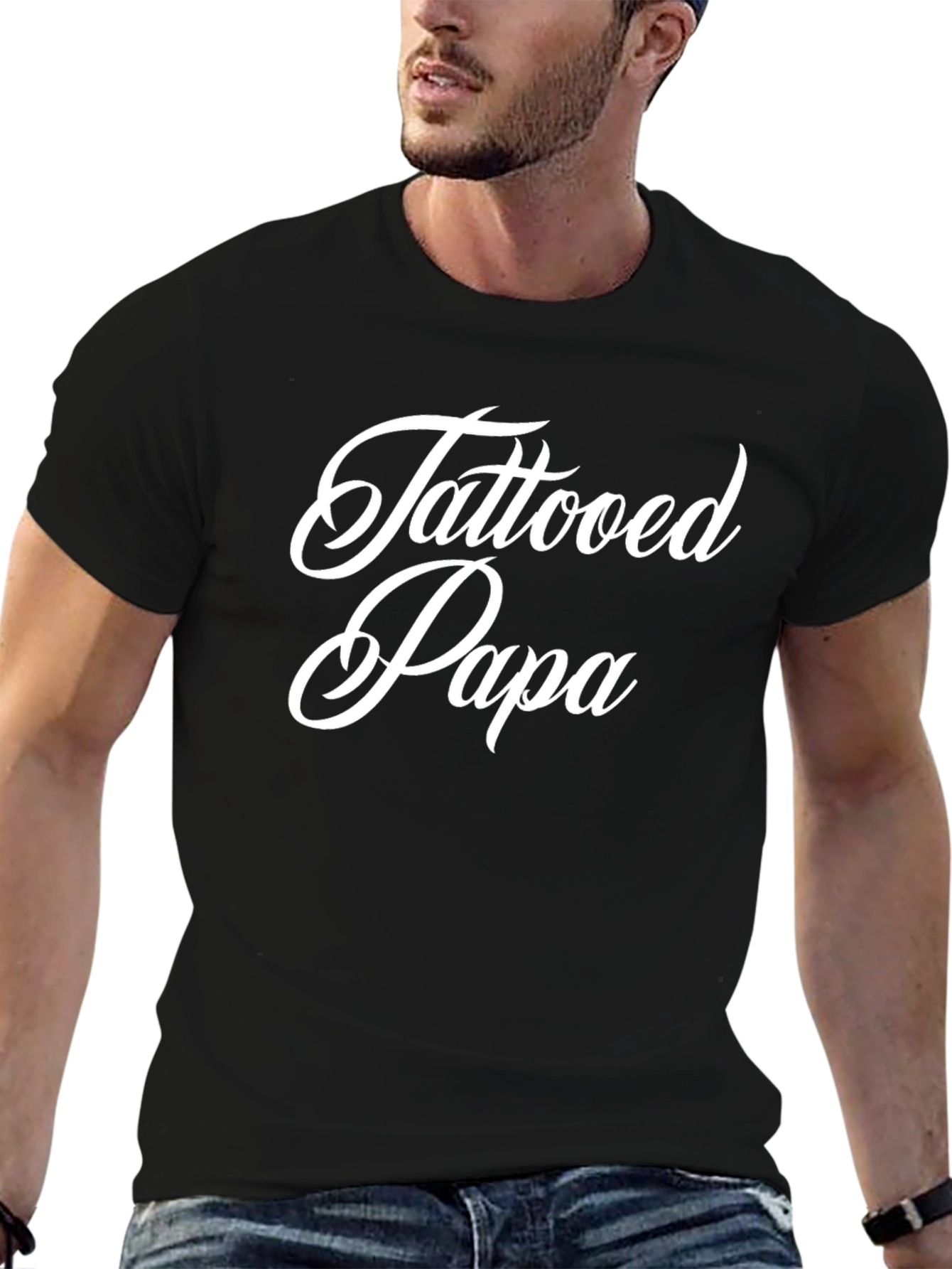 Tattooed Papa Black Crewneck T-Shirt