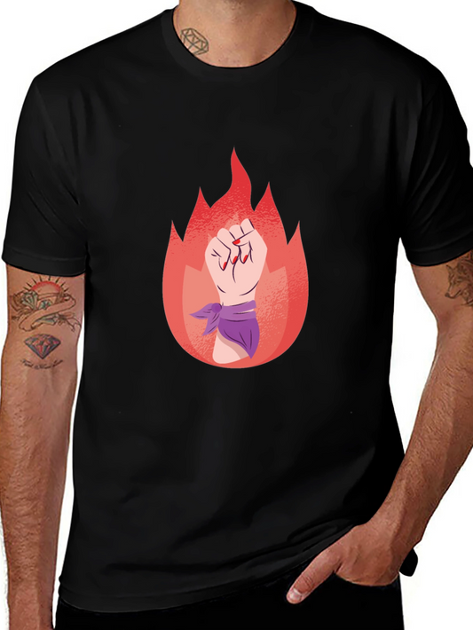 Feminist Fist Flame Graphic Tee - Black