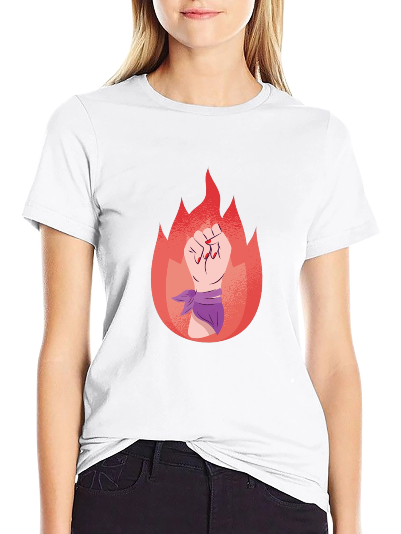 Feminist Fist Flame Graphic Tee - Black