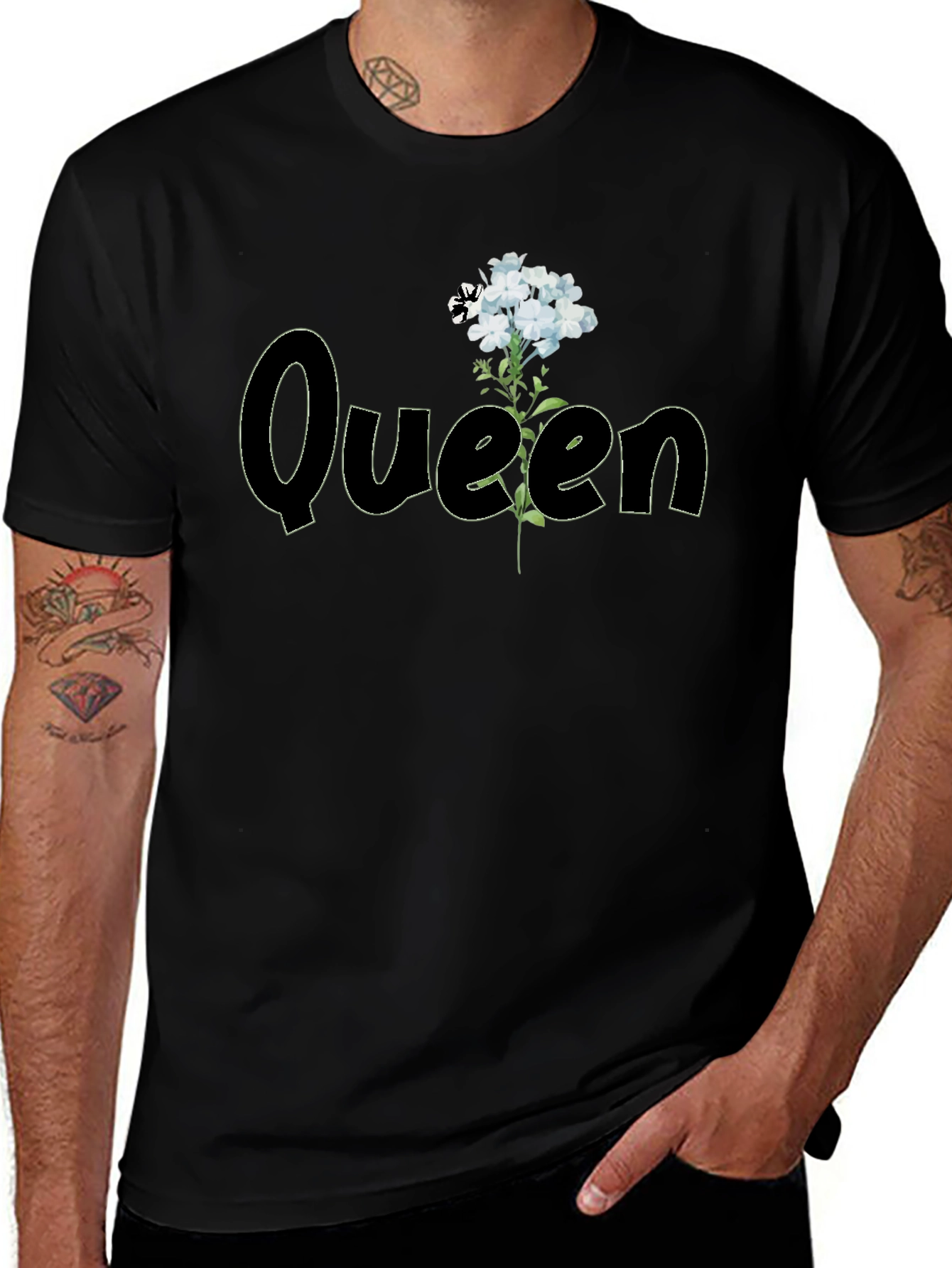 Queen Floral Graphic T-Shirt - Black