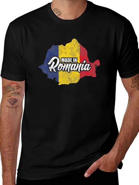 Made in Romania Flag Map T-Shirt