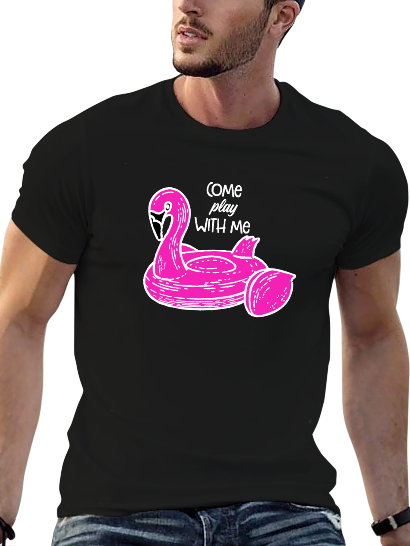 Pink Flamingo Pool Float Graphic Tee