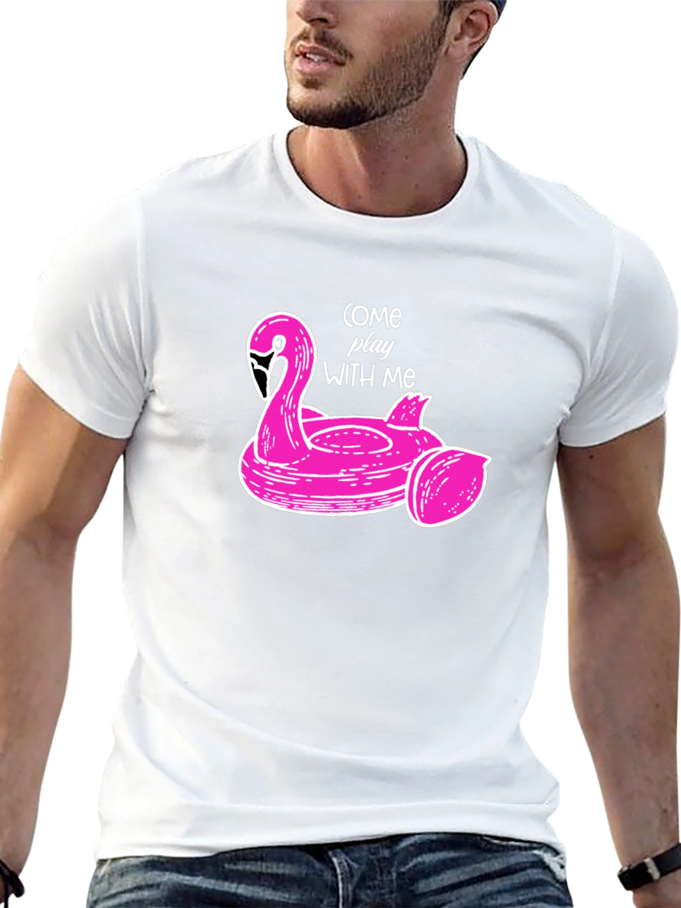 Pink Flamingo Pool Float Graphic Tee