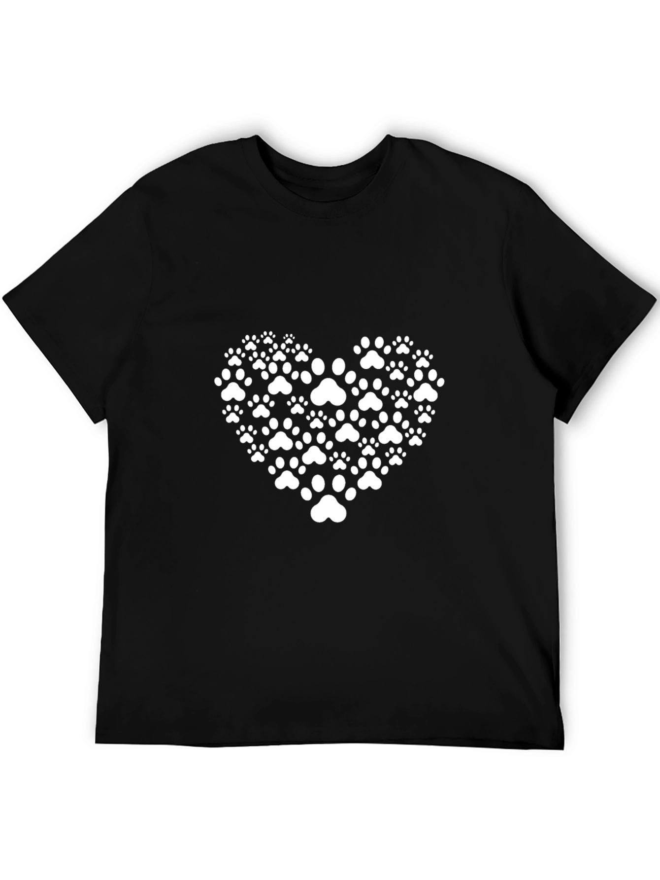 Paw Print Heart T-Shirt - Black