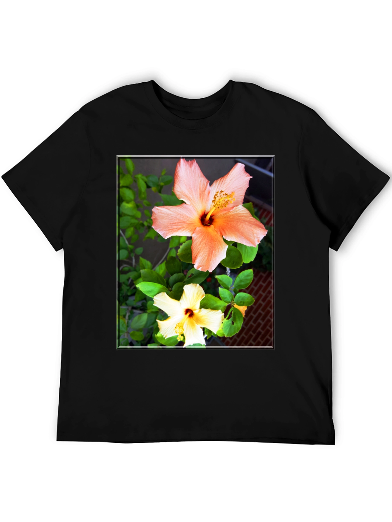 Floral Hibiscus Print Black T-Shirt