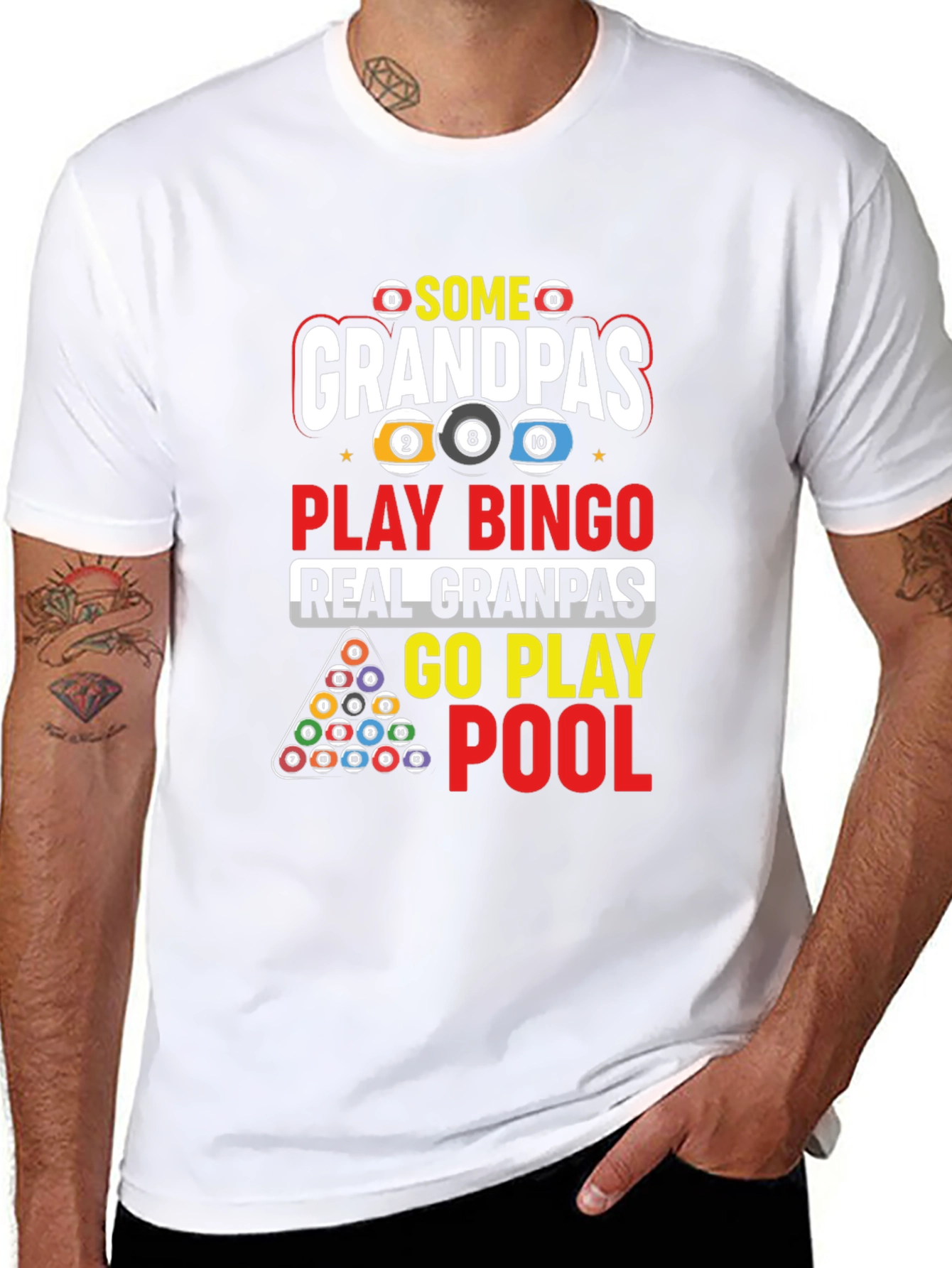 Grandpas Play Pool Graphic T-Shirt