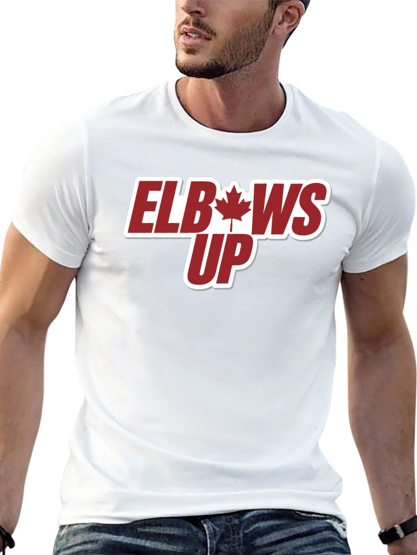 Elbows Up T-Shirt - Maple Leaf Design