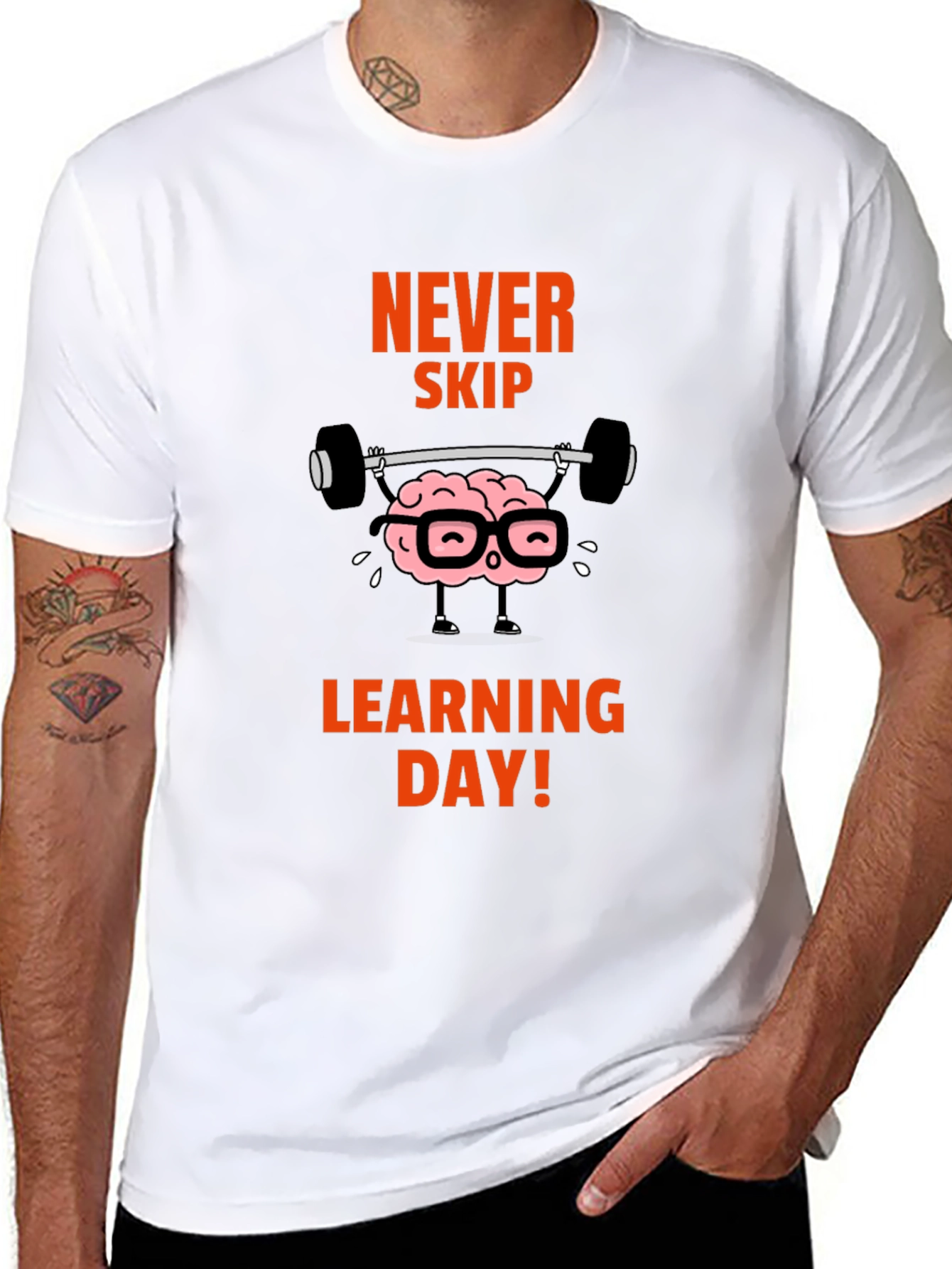 Never Skip Learning Day Black Graphic T-Shirt