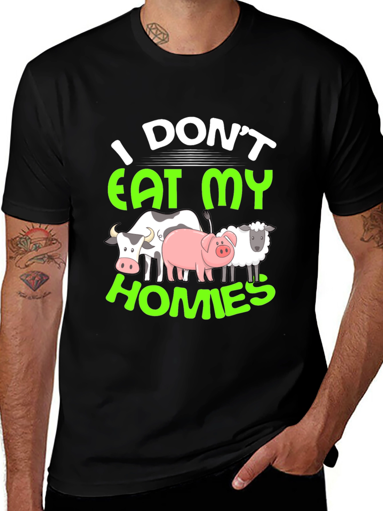 Vegan Graphic T-Shirt - I Dont Eat My Homies