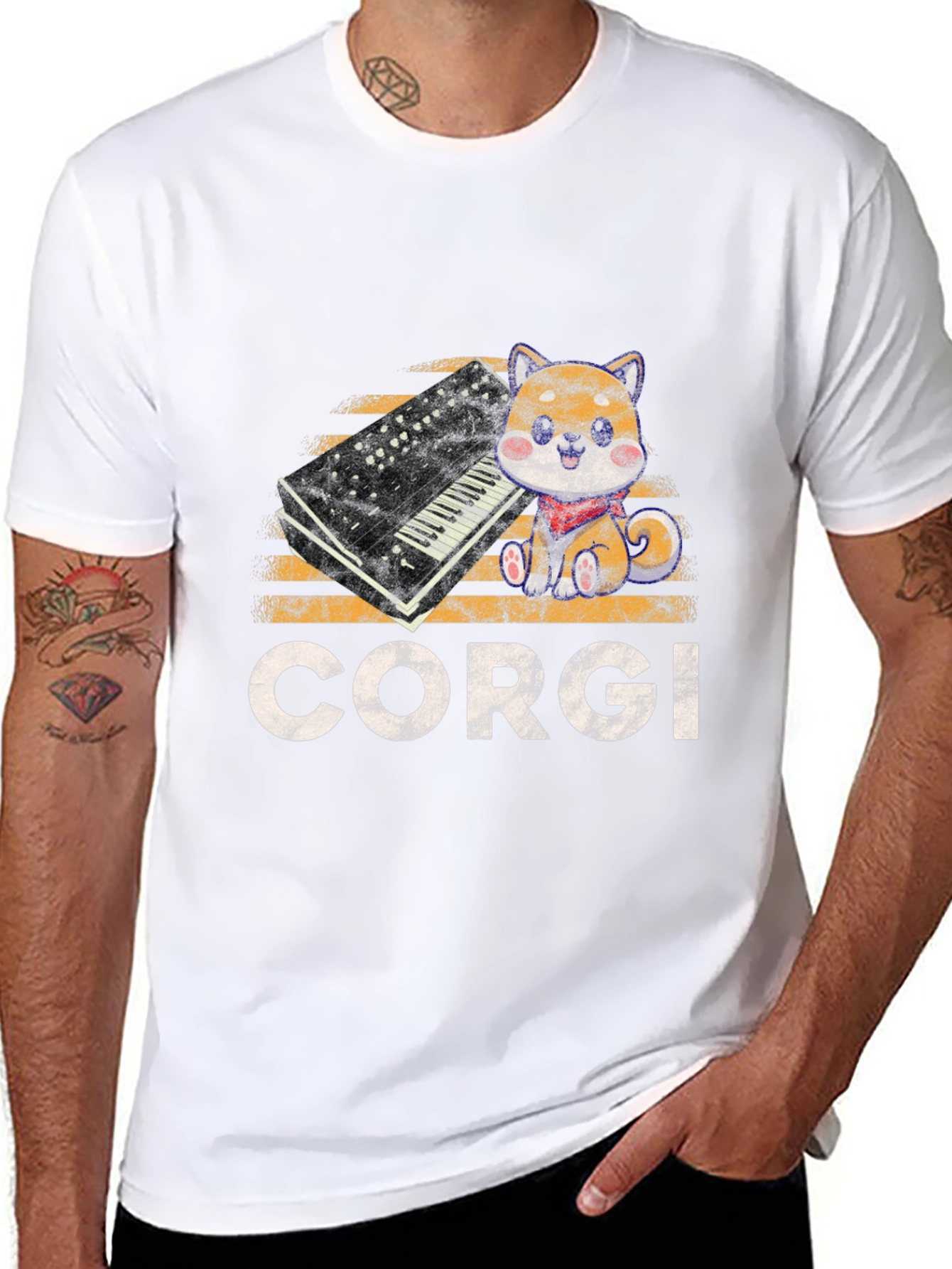 Corgi Synthesizer Graphic T-Shirt