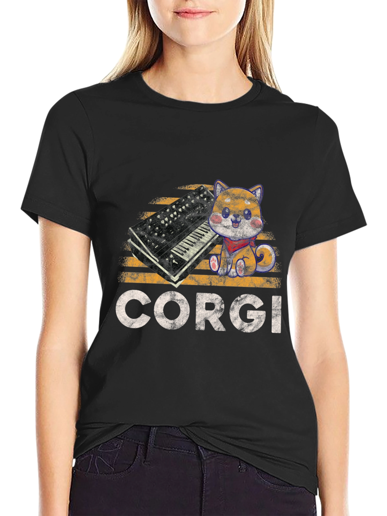 Corgi Synthesizer Graphic T-Shirt