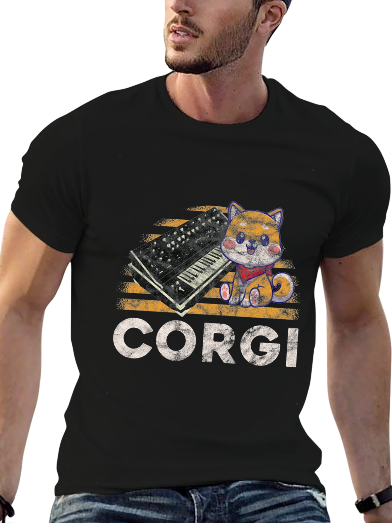Corgi Synthesizer Graphic T-Shirt