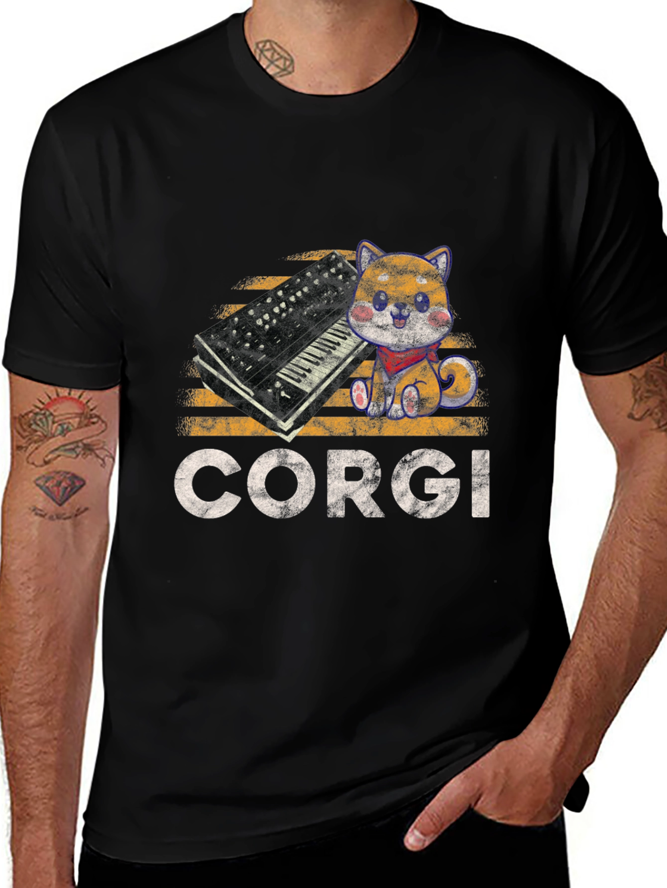 Corgi Synthesizer Graphic T-Shirt