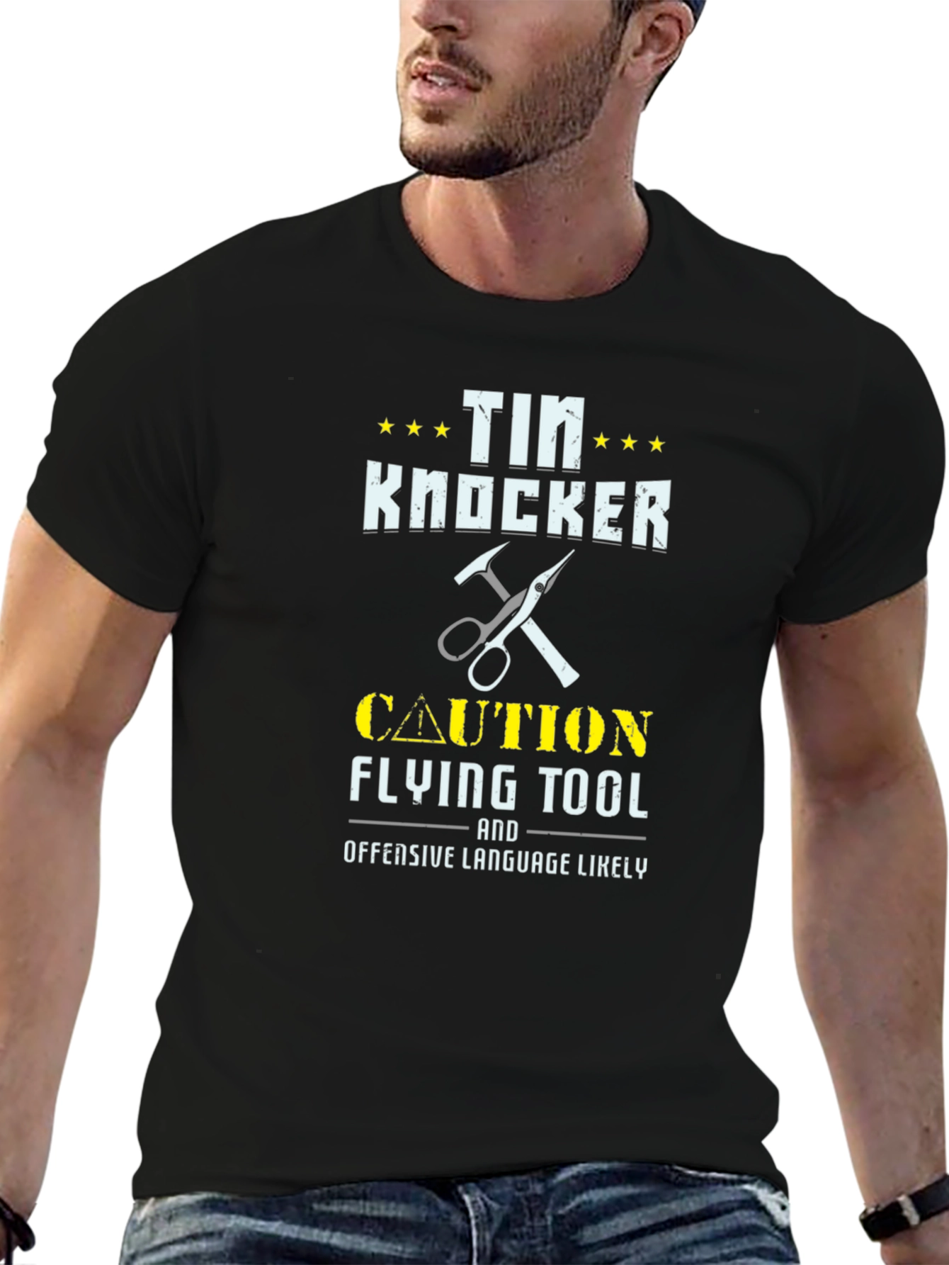 Tin Knocker Graphic Tee - Caution Flying Tool