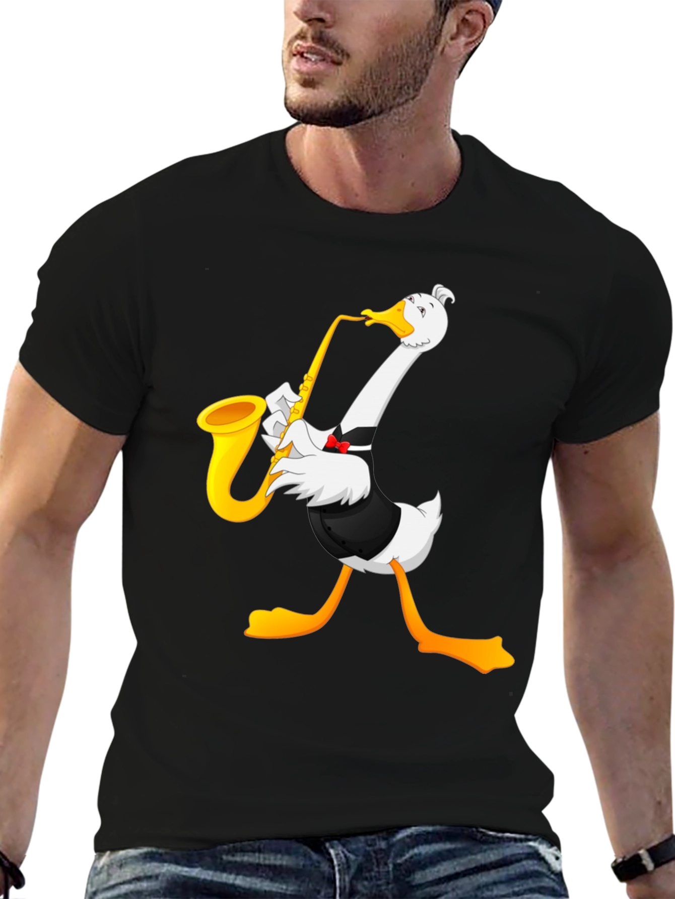 Saxophone Goose Graphic T-Shirt