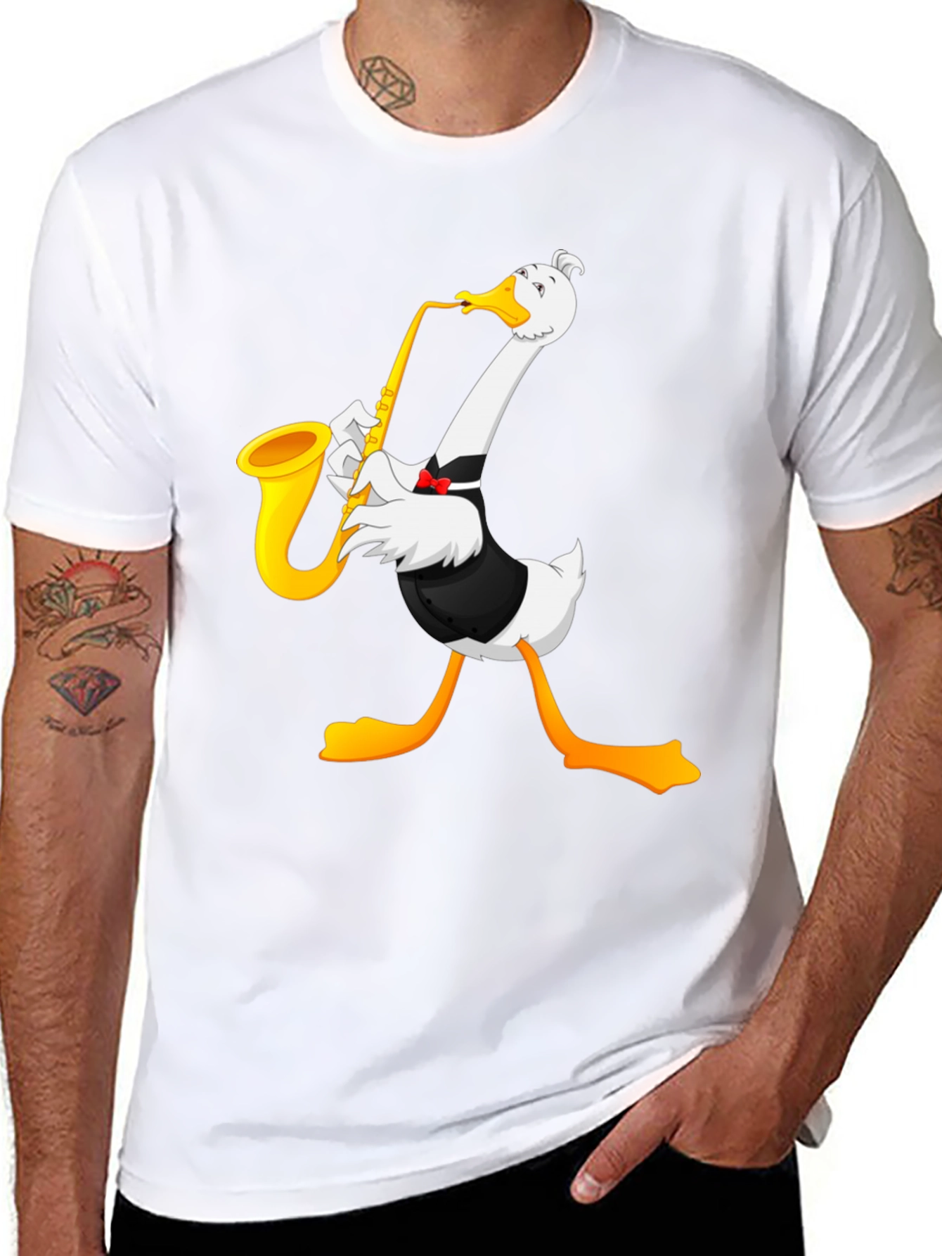 Saxophone Goose Graphic T-Shirt