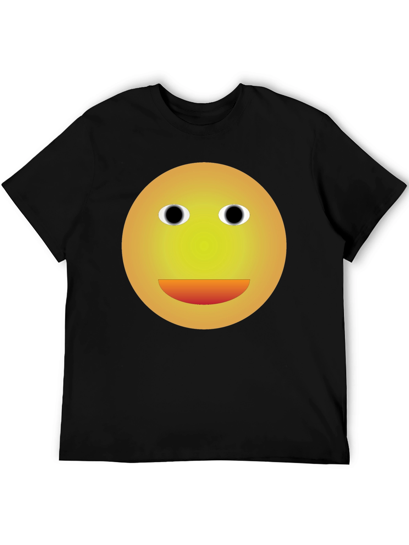 Smiley Face Graphic Tee - Black Cotton Blend T-Shirt