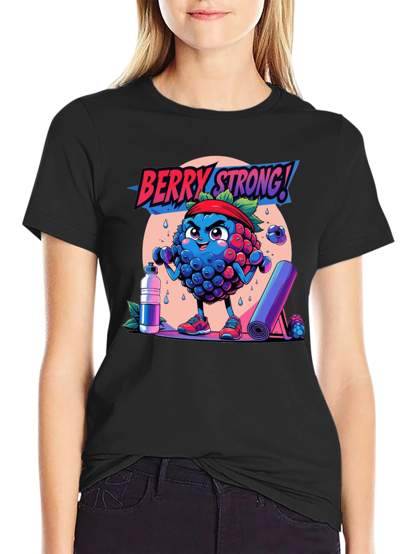 Berry Strong! Graphic Tee - Workout Motivation