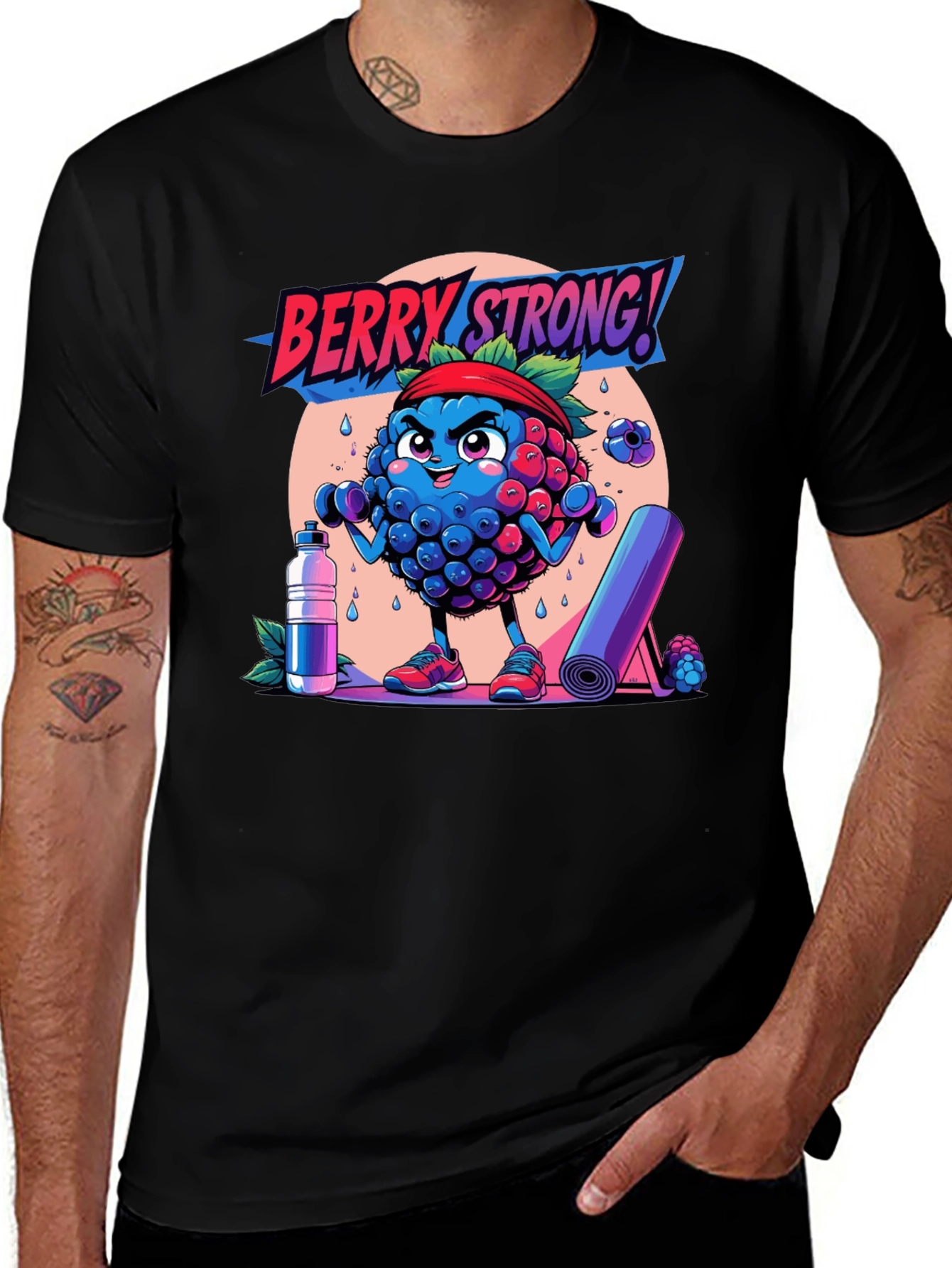 Berry Strong! Graphic Tee - Workout Motivation