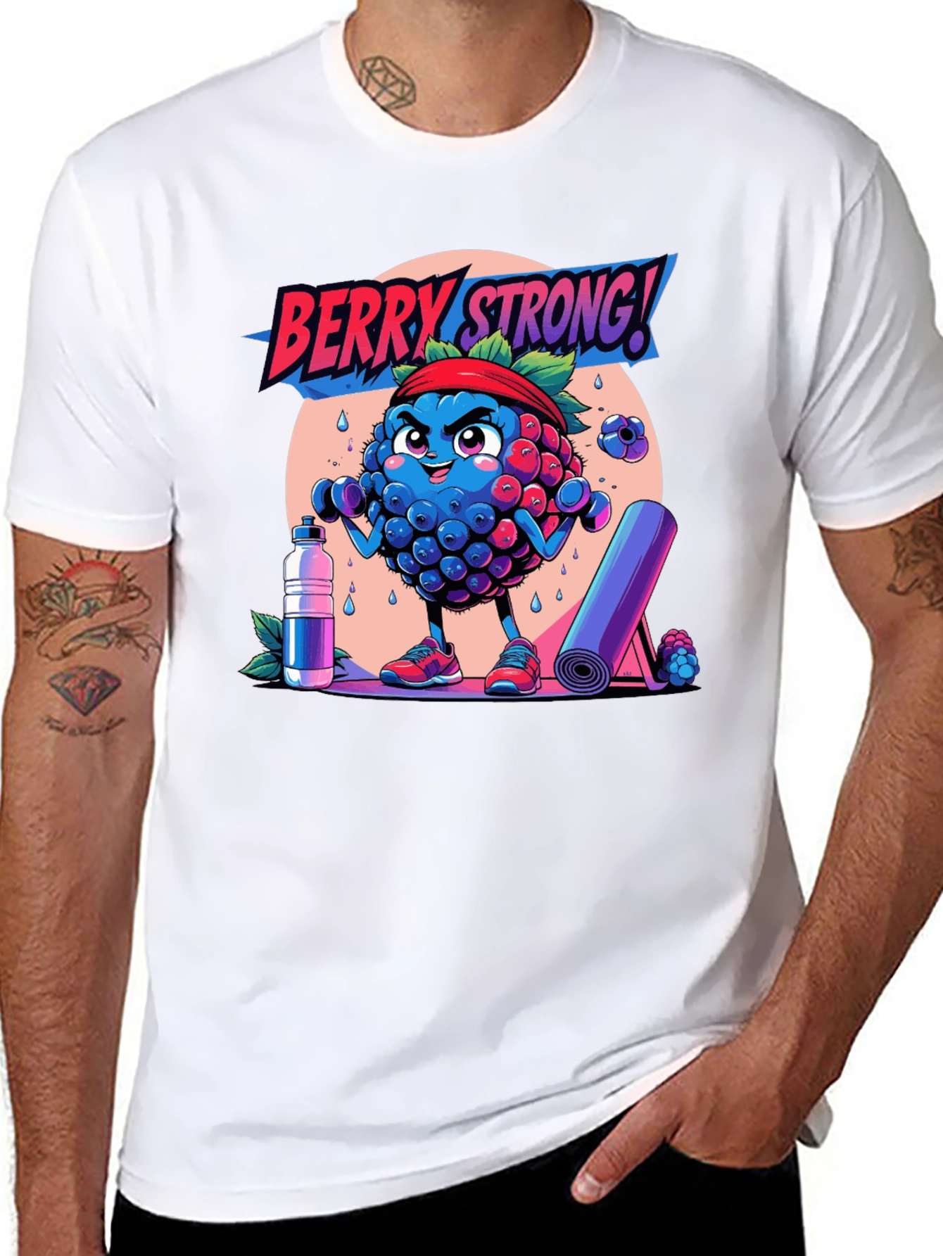 Berry Strong! Graphic Tee - Workout Motivation