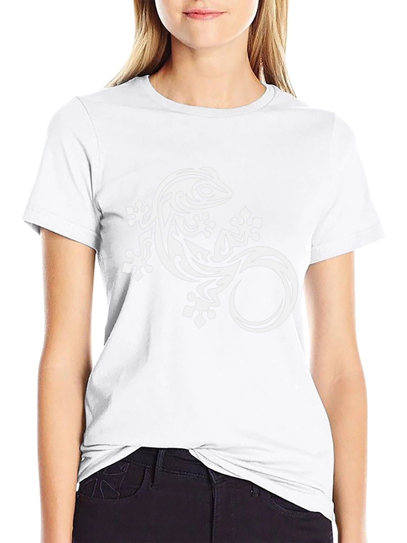Tribal Gecko Graphic Tee - Black