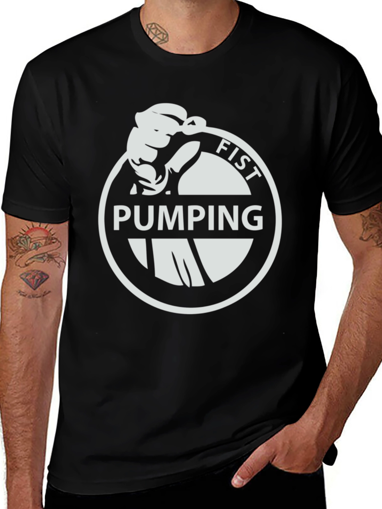 Fist Pumping T-Shirt - Black Graphic Tee