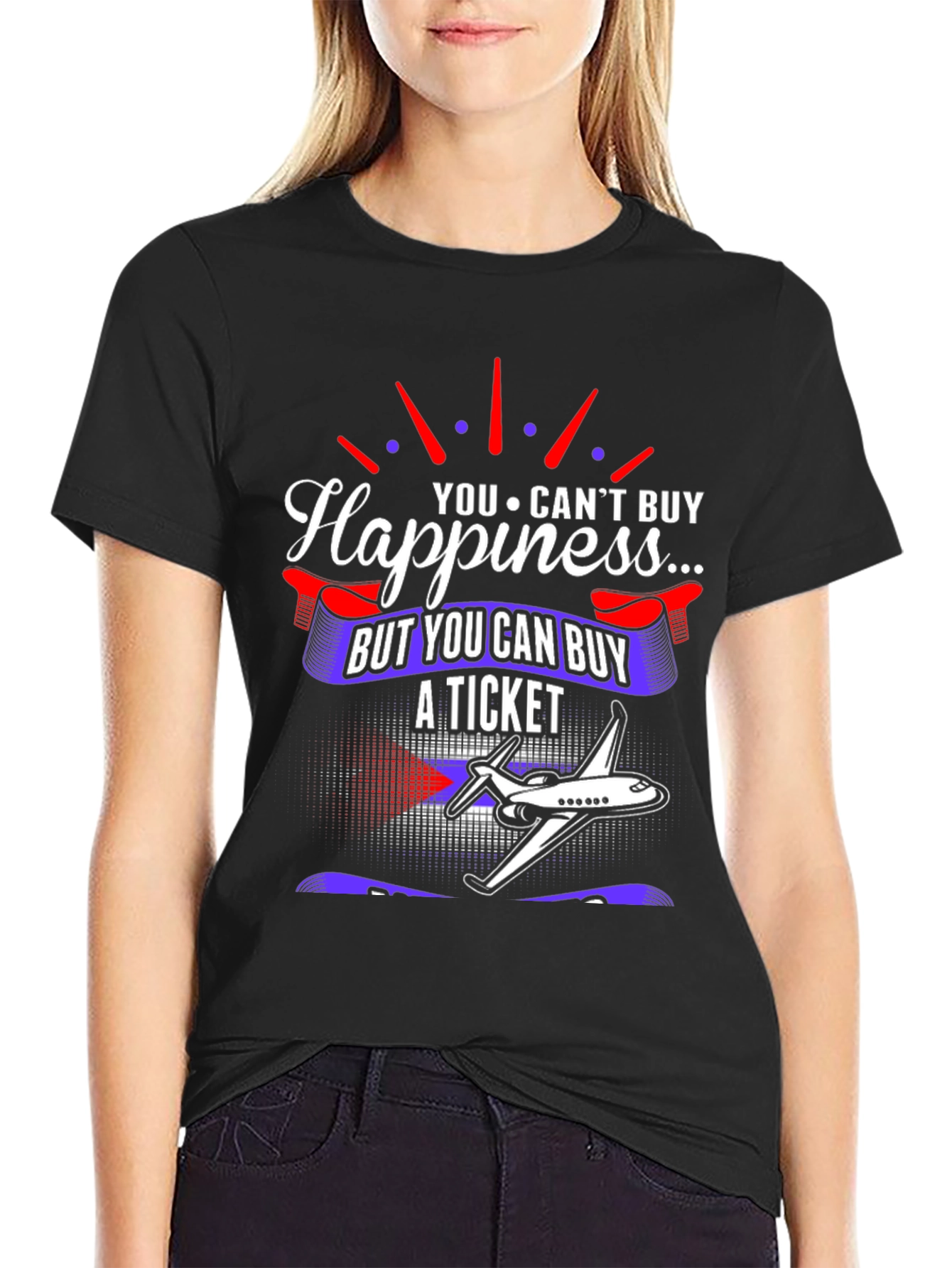 Happiness Ticket Graphic Tee - Aviation Lover Shirt