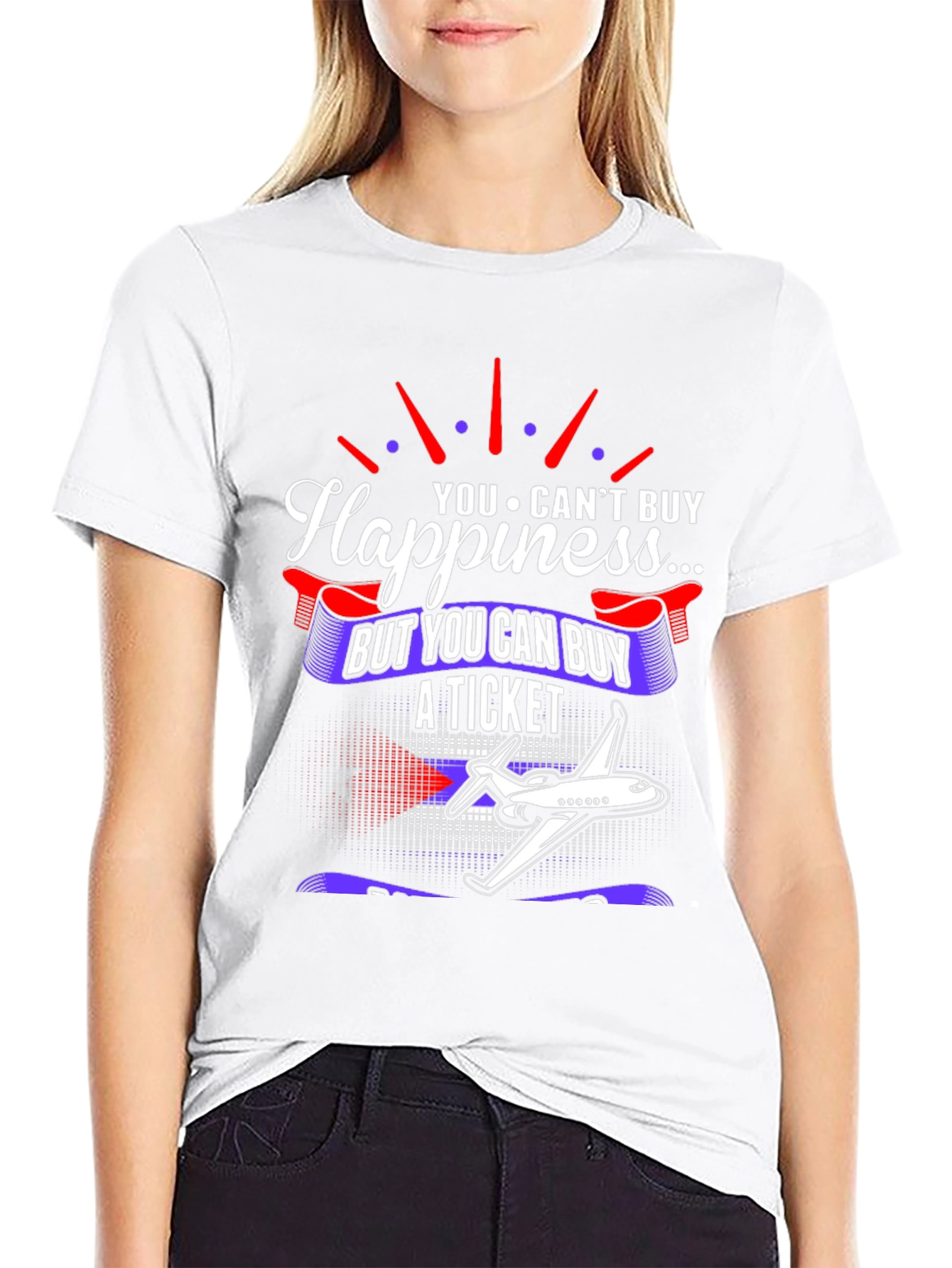 Happiness Ticket Graphic Tee - Aviation Lover Shirt
