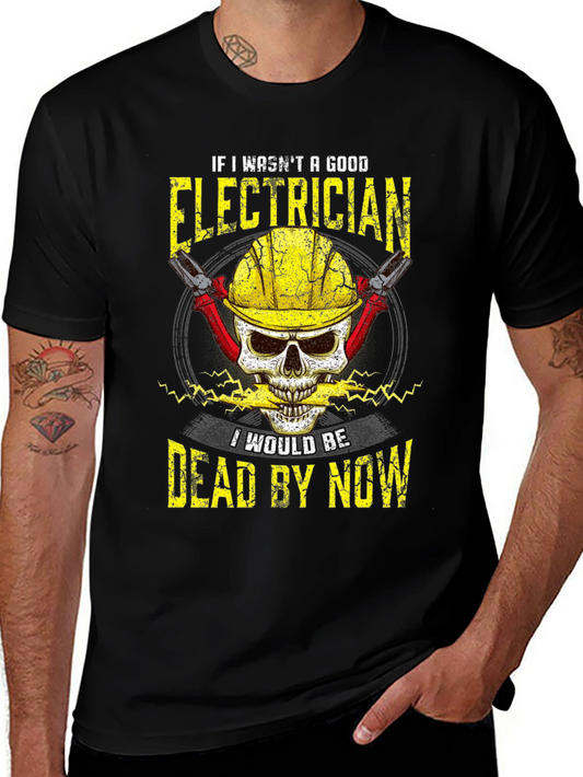 Electrician Skull Graphic Tee - Safety First!