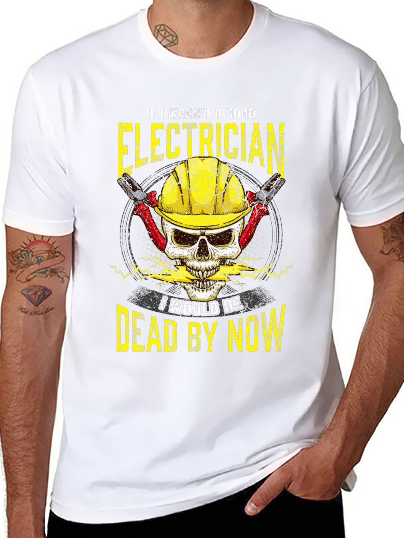 Electrician Skull Graphic Tee - Safety First!