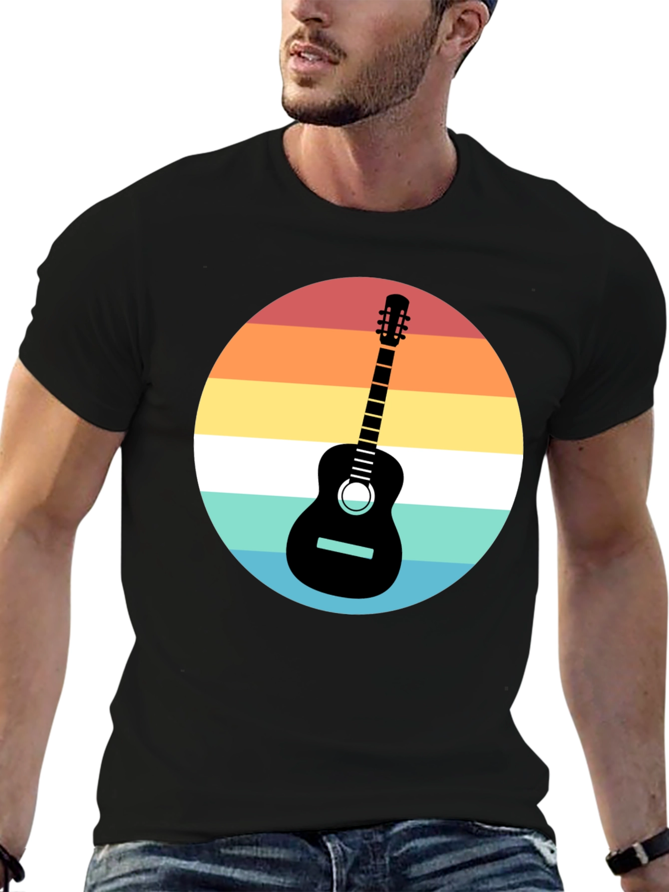 Retro Guitar Sunset Graphic Tee