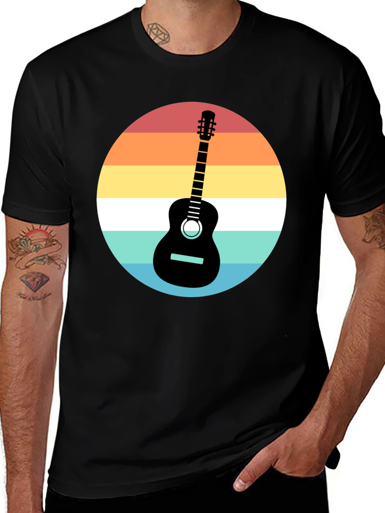 Retro Guitar Sunset Graphic Tee
