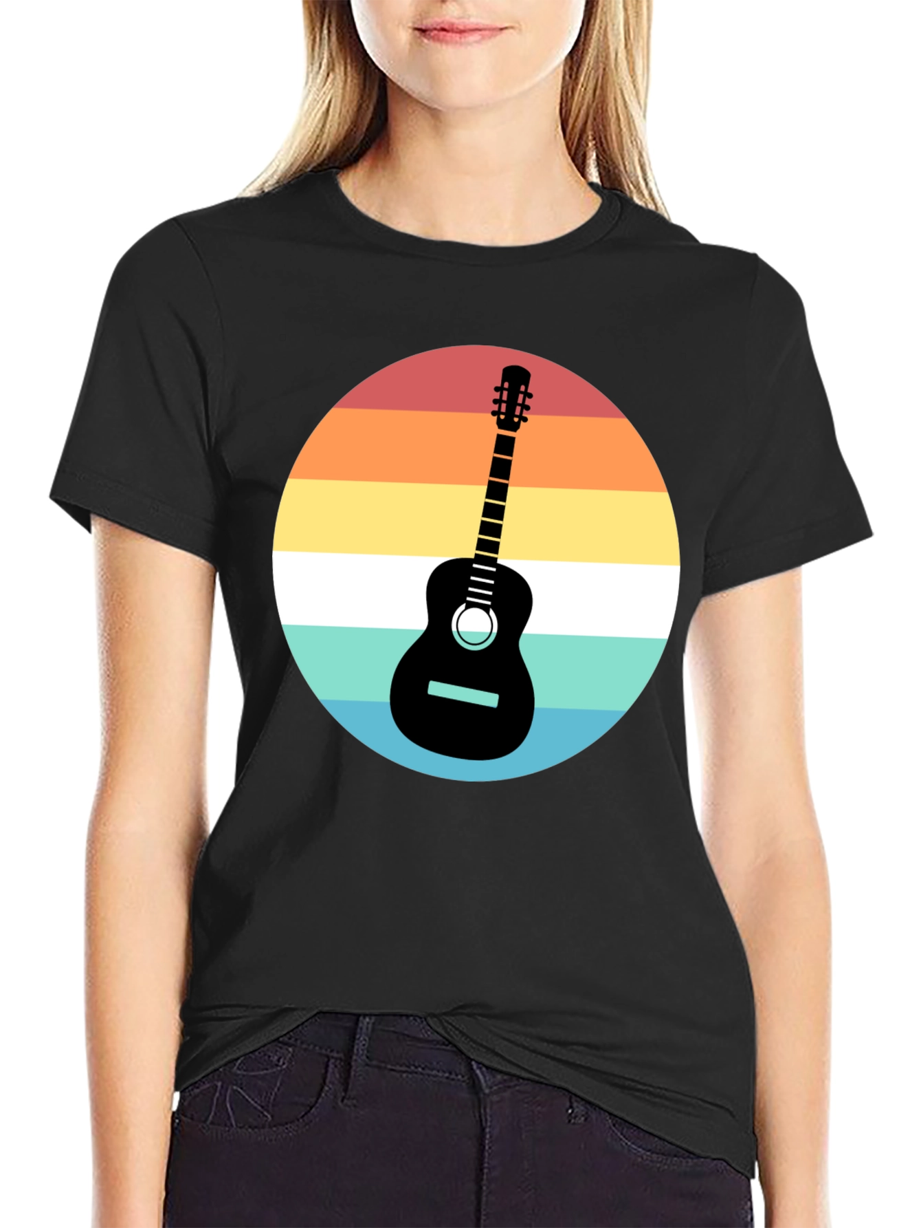 Retro Guitar Sunset Graphic Tee