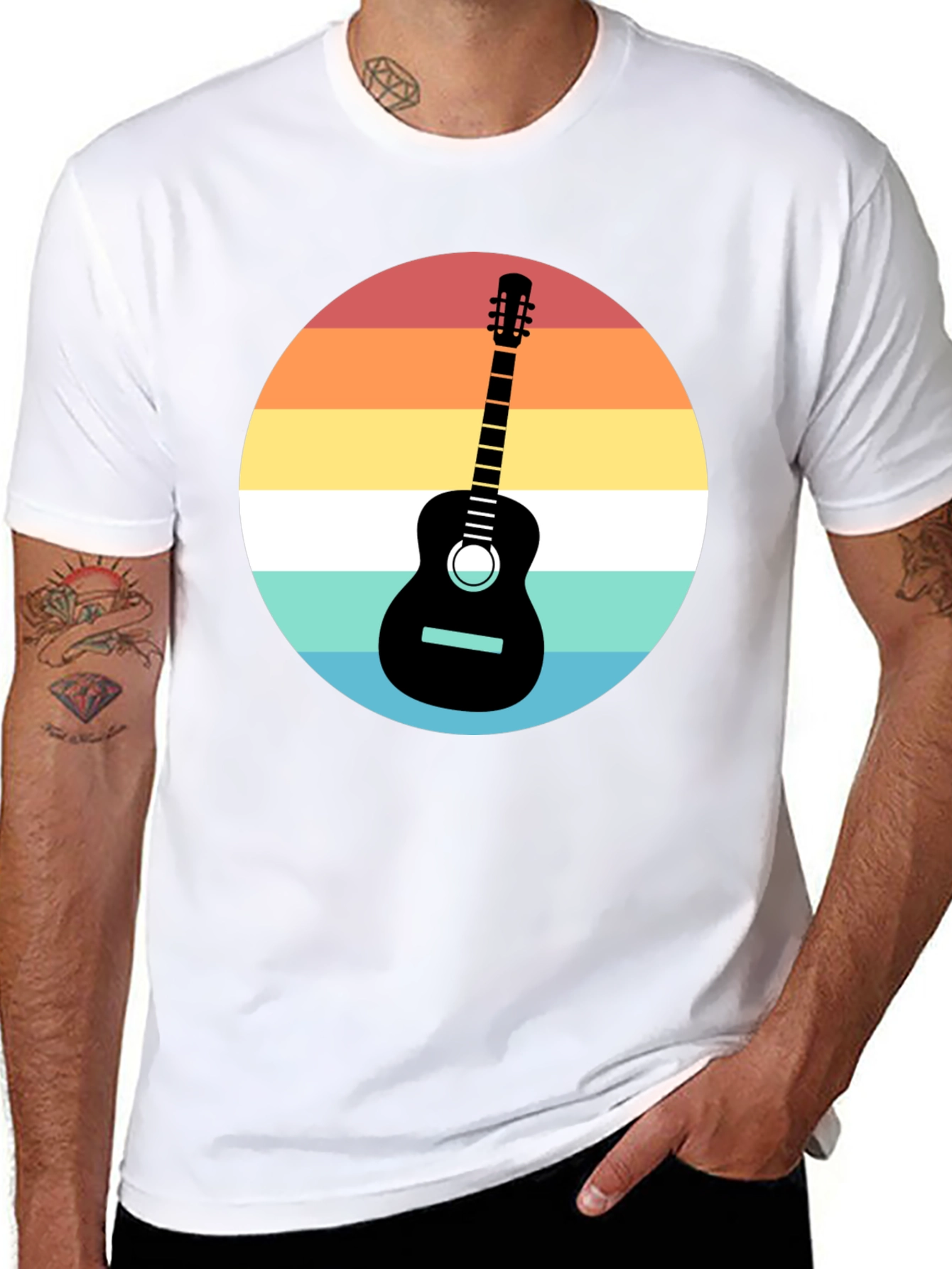 Retro Guitar Sunset Graphic Tee