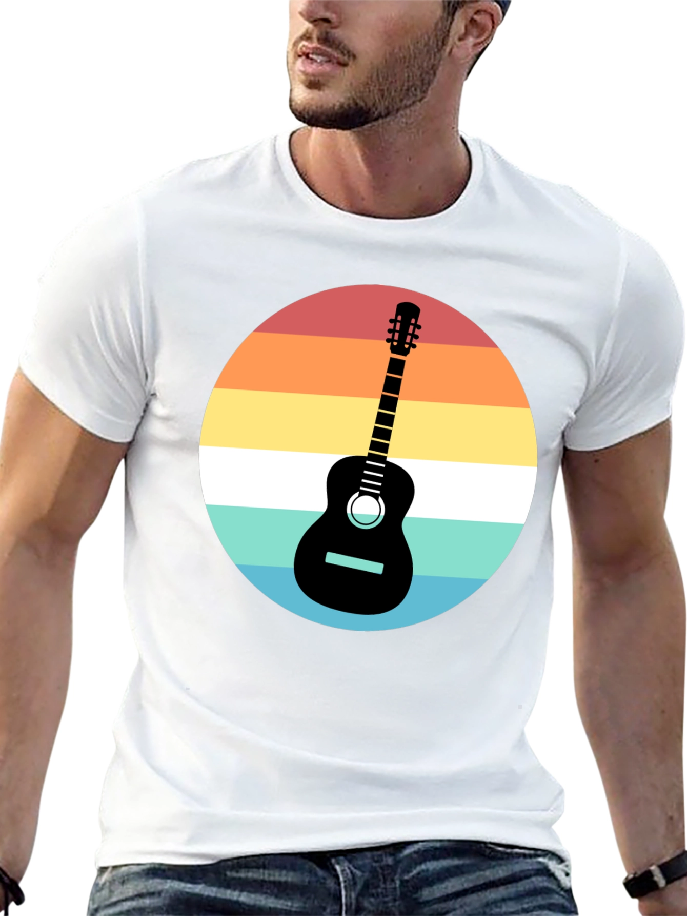 Retro Guitar Sunset Graphic Tee