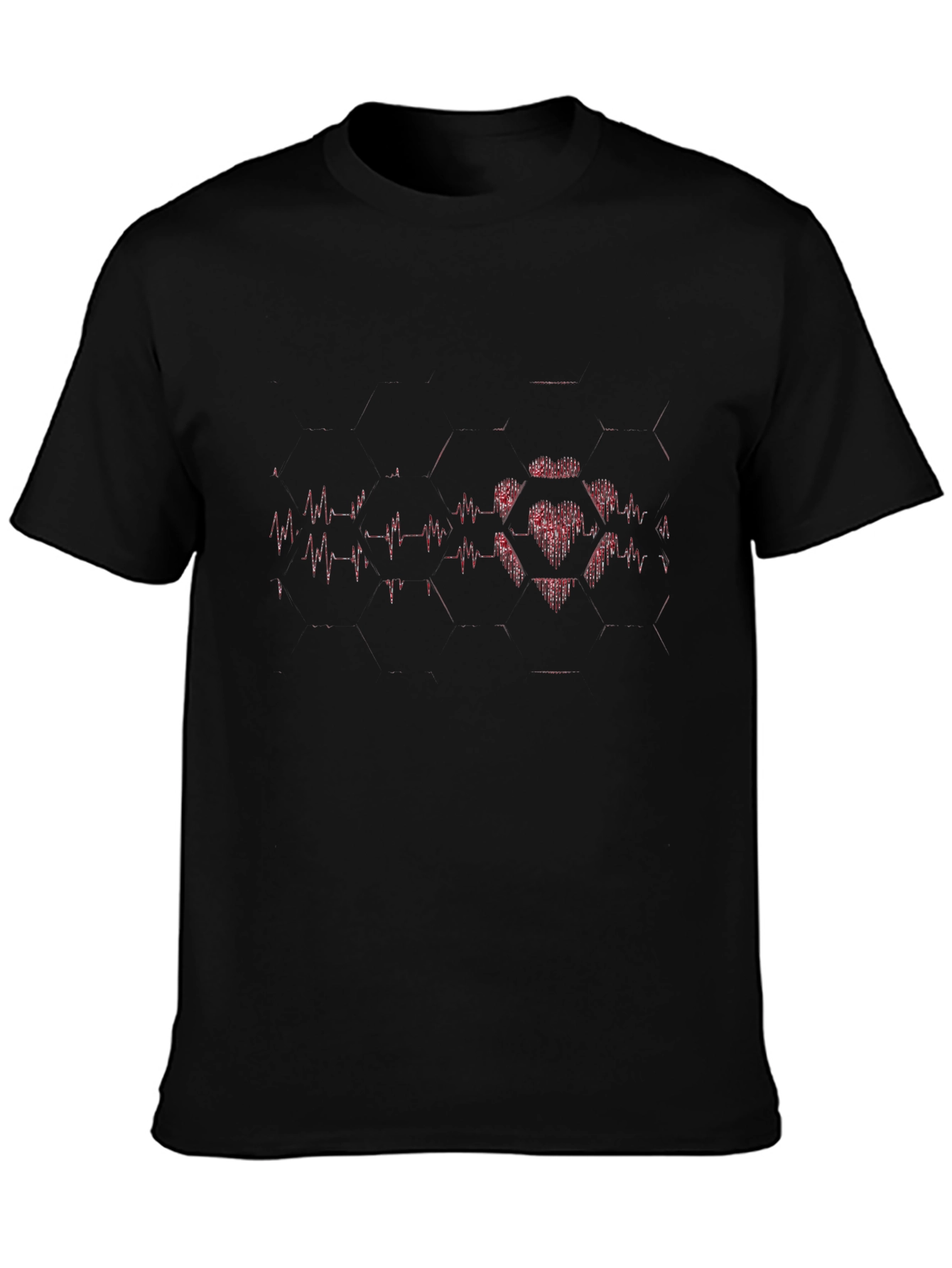 Heartbeat Hexagon Graphic Tee - Black
