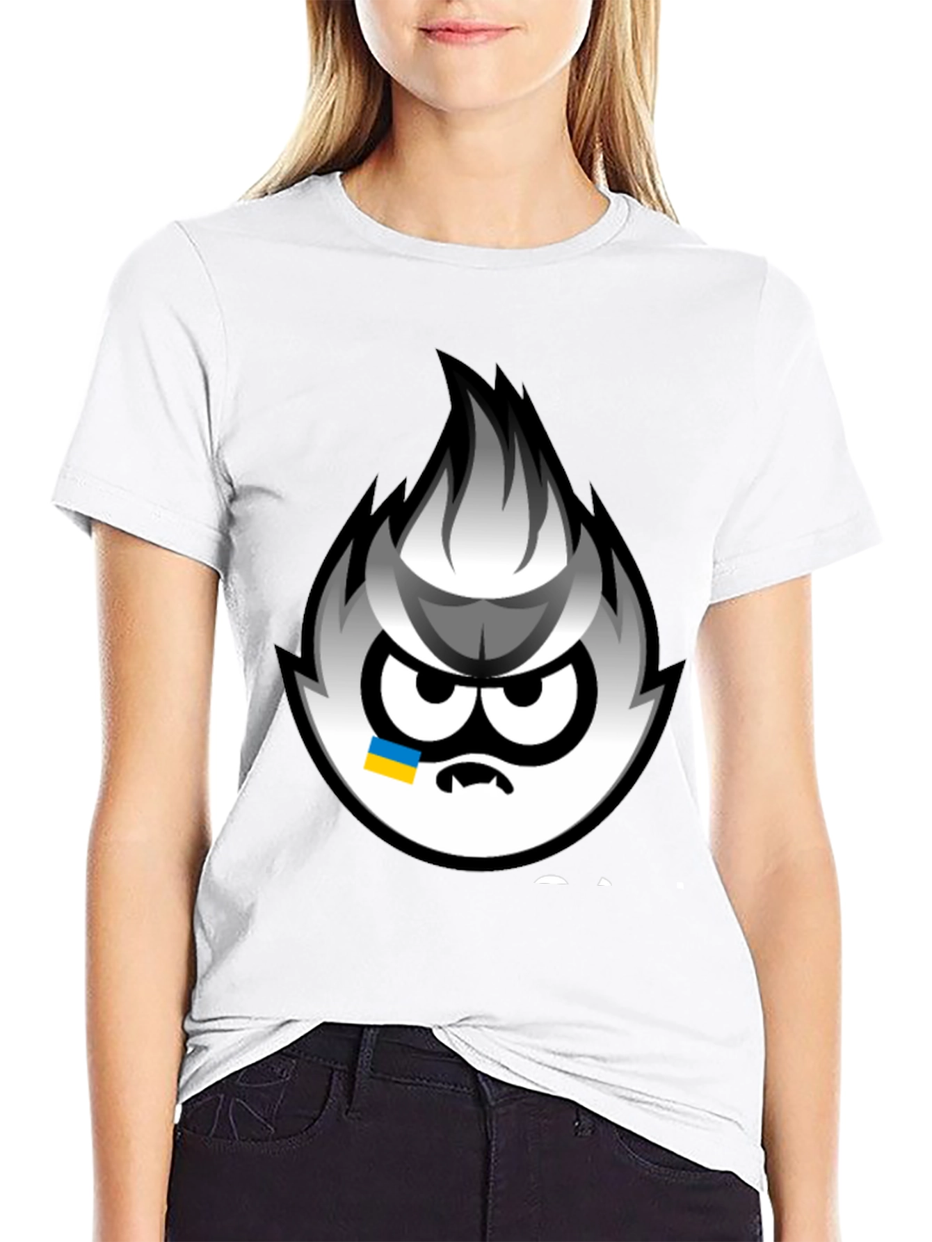 Angry Sprite Graphic Print Black T-Shirt