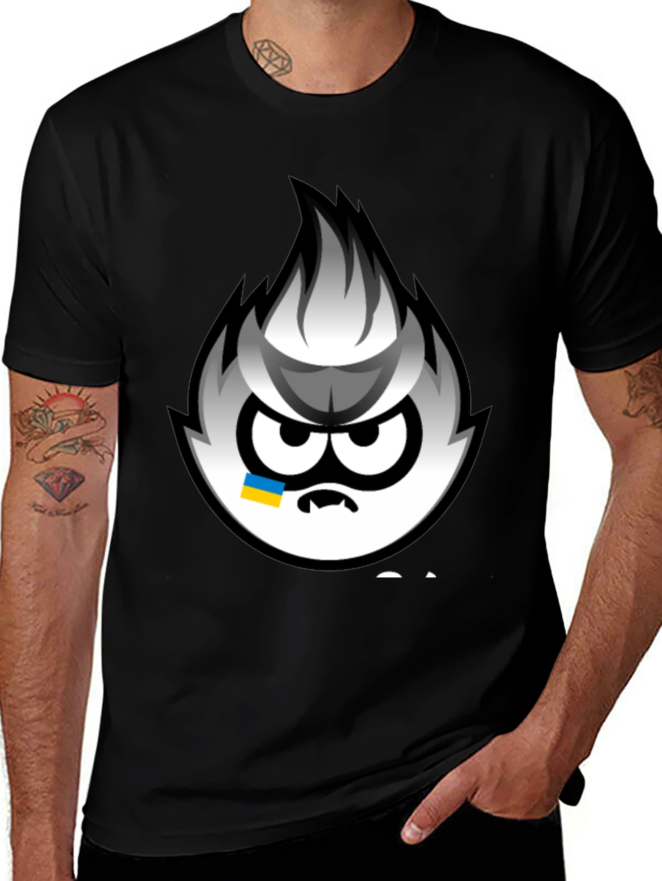Angry Sprite Graphic Print Black T-Shirt